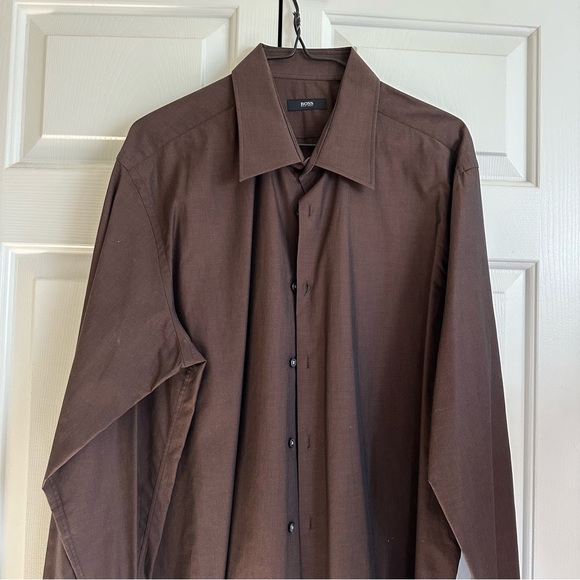 BOSS Hugo Boss Men's Brown Dress Shirt - Picture 5 of 11